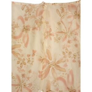 Merona Floral Print Skirt‎ Beige Pink Slit Knee Length Silk Blend L Y2K
